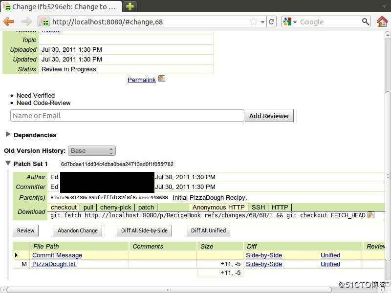 Figure 3. Gerrit Code Review Screen